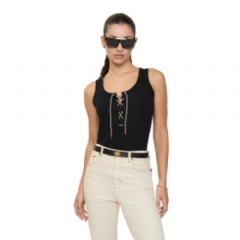 Burberry Women Check Trim Cotton Blend Tank Top Black 81207731