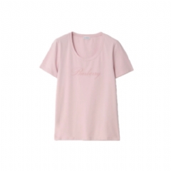Burberry Women Logo Stretch Cotton T-shirt Lilac pink 81209941