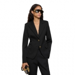 Burberry Women Grain de Poudre Wool Tailored Jacket Black 81162411