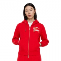 Burberry Women Cotton Zip Hoodie Crayon red 81184981