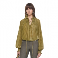 Burberry Women Torch Silk Blend Velvet Blouse Cricket yellow 81181721