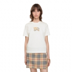 Burberry Women EKD Check Cotton T-shirt Chalk white 81161611
