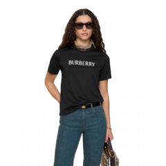 Burberry Women Logo Cotton T-shirt Black 81189771