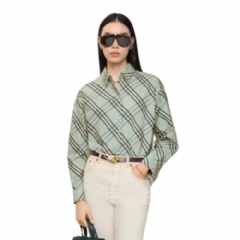 Burberry Women Relaxed Fit Check Cotton Shirt Seafoam green 81205121