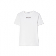 Burberry Women Ribbed Stretch Cotton T-shirt White 81210211