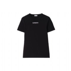 Burberry Women Ribbed Stretch Cotton T-shirt Black 81210201