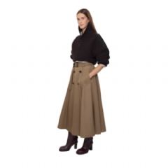 Burberry Women Gabardine Trench Midi Skirt Clay brown 81135411