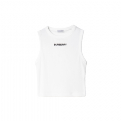 Burberry Women Ribbed Stretch Cotton Tank Top White 81210191