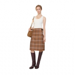 Burberry Women Check Wool Kilt Ginger orange 81139871