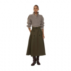 Burberry Women Gabardine Trench Midi Skirt Juniper green 81179771