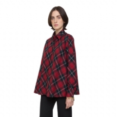 Burberry Women Relaxed Fit Check Cotton Flannel Shirt Poppy red 81159831