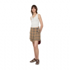 Burberry Women Pleated Check Wool Mini Kilt Archive beige 80258321