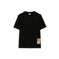 Burberry Women Check Label Cotton T-shirt Black 81048831