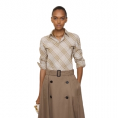 Burberry Women Slim Fit Check Cotton Shirt Stone grey 81159641