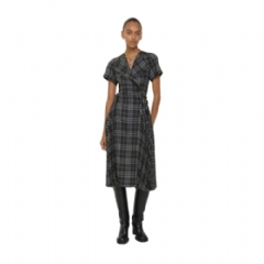 Burberry Women Check Wool Blend Kilt Dress Onyx grey/light grey 81160161