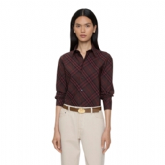 Burberry Women Slim Fit Check Cotton Shirt Wine red 81159651