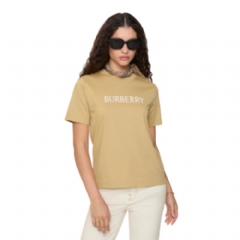 Burberry Women Logo Cotton T-shirt Flax beige 81189751