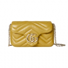 Gucci Women GG Marmont mini shoulder bag mustard yellow leather ‎841290 AAFAX 7316