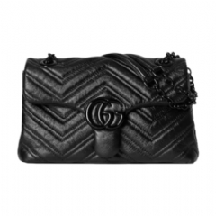 Gucci Women GG Marmont small shoulder bag black leather 855371 AAFS1 1000