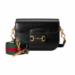Gucci Women Gucci Horsebit 1955 small shoulder bag black leather ‎658574 18YSG 1060