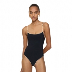 Burberry Women Check Trim Swimsuit Black 81188071
