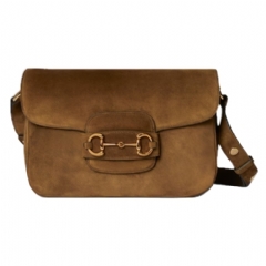 Gucci Women Gucci Horsebit 1955 Aura small shoulder bag brown suede 847063 C6G0G 2118