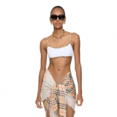 Burberry Women Check Trim Bikini Top White 81188141