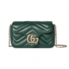 Gucci Women GG Marmont mini shoulder bag green leather 841290 AAFAX 3020