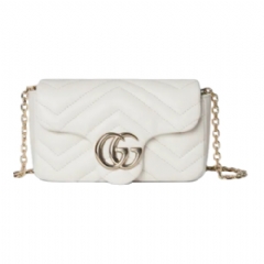 Gucci Women GG Marmont mini shoulder bag white leather 841290 AAFAX 9050