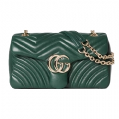 Gucci Women GG Marmont medium shoulder bag green leather 837267 AAE38 3020