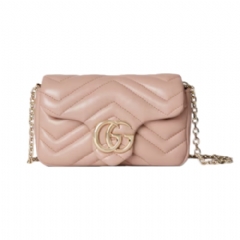 Gucci Women GG Marmont mini shoulder bag pink beige leather 841290 AAFAX 5753