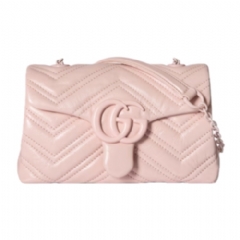 Gucci Women GG Marmont mini shoulder bag pink leather 856368 AAFS1 5734