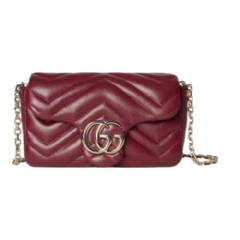 Gucci Women GG Marmont mini shoulder bag Rosso Ancora red leather ‎841290 AAFAX 6207 