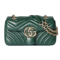 Gucci Women GG Marmont small shoulder bag green leather ‎837280 AAE38 3020