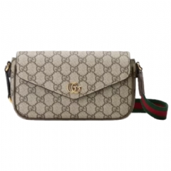 Gucci Women Ophidia pochette beige and ebony Supreme ‎764961 96IWG 8745