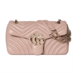 Gucci Women GG Marmont medium shoulder bag pink beige leather ‎837267 AAE38 5753