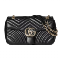 Gucci Women GG Marmont medium shoulder bag black leather 837267 AAE38 1000