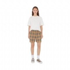 Burberry Women Check Stretch Cotton Shorts Archive beige 80405981