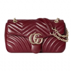 Gucci Women GG Marmont medium shoulder bag Rosso Ancora red leather 837267 AAE38 6207