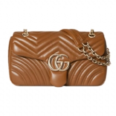 Gucci Women GG Marmont medium shoulder bag brown leather 837267 AAE38 2718