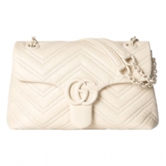Gucci Women GG Marmont small shoulder bag ivory leather 855371 AAFS1 9540