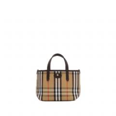 Burberry Women Mini Reversible Bloomsbury Tote​ Peat brown/sand beige 81196271