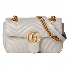 Gucci Women GG Marmont small shoulder bag light grey leather 446744 AABZC 1712
