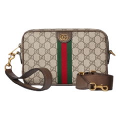 Gucci Women Ophidia small crossbody bag beige and dark brown fabric 839155 FAEOF 9745