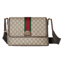 Gucci Women Ophidia medium messenger bag beige and dark brown fabric ‎834467 FAEOF 9745