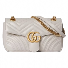 Gucci Women GG Marmont medium shoulder bag light grey leather ‎443497 AABZC 1712