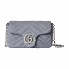Gucci Women GG Marmont mini shoulder bag grey leather 841290 AAE5D 1602
