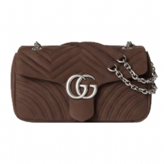 Gucci Women GG Marmont medium shoulder bag dark brown leather 837267 AAE37 2019