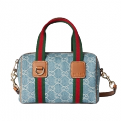 Gucci Women Gucci Mini GG handbag light blue and white GG denim 859975 FAFTZ 8661