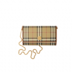 Burberry Women Check Chain Strap Wallet Archive beige/briar brown 81097981